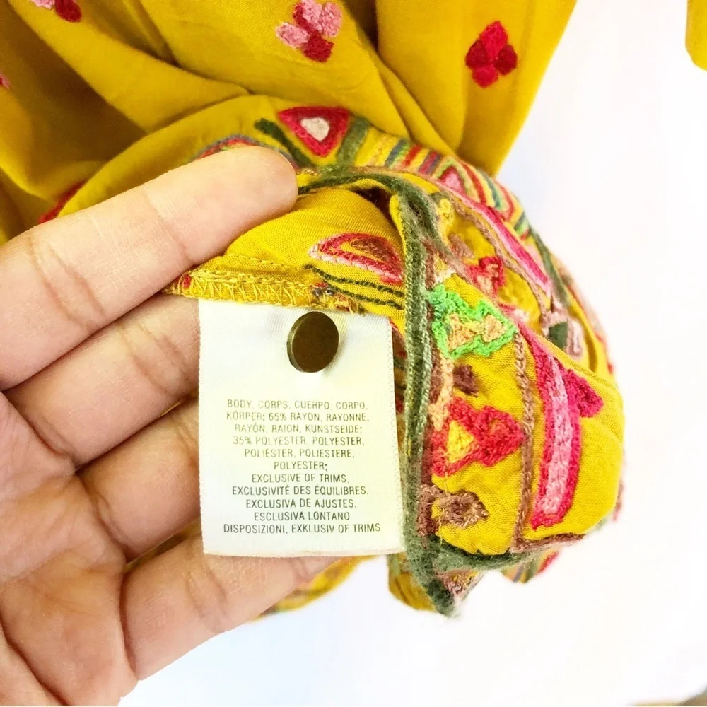 ANTHROPOLOGIE | FLOREAT RAELLA YELLOW EMBROIDERED DRESS LARGE - Picture 10 of 11